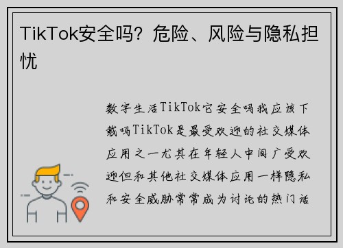 TikTok安全吗？危险、风险与隐私担忧